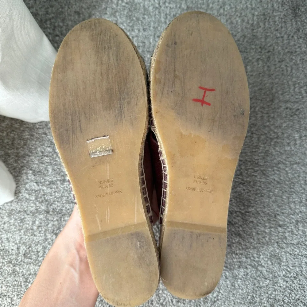 Vince Suede Espadrille Criss Cross Strap‎ Slip On Slides Sandals Size 8 M Maroon